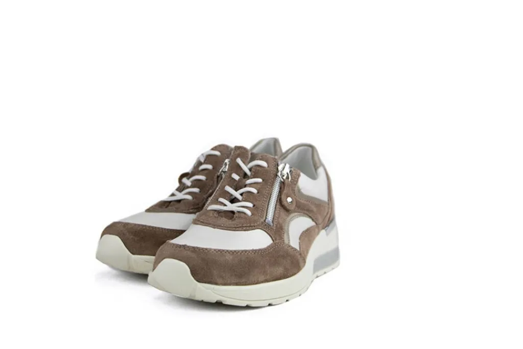 Sneakers | Wijdte H^Waldläufer Waldlaufer Sneaker Clara Nougat Offwhite Fango
