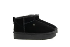 Enkellaarzen^Warmbat Boots Durack Plateau Black Suede