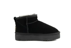 Enkellaarzen^Warmbat Boots Durack Plateau Black Suede