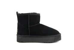 Enkellaarzen^Warmbat Boots Wallaby Plateau Black Suede