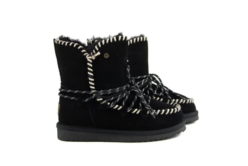 Enkellaarzen^Warmbat Boots Waturra Lace Black Suede