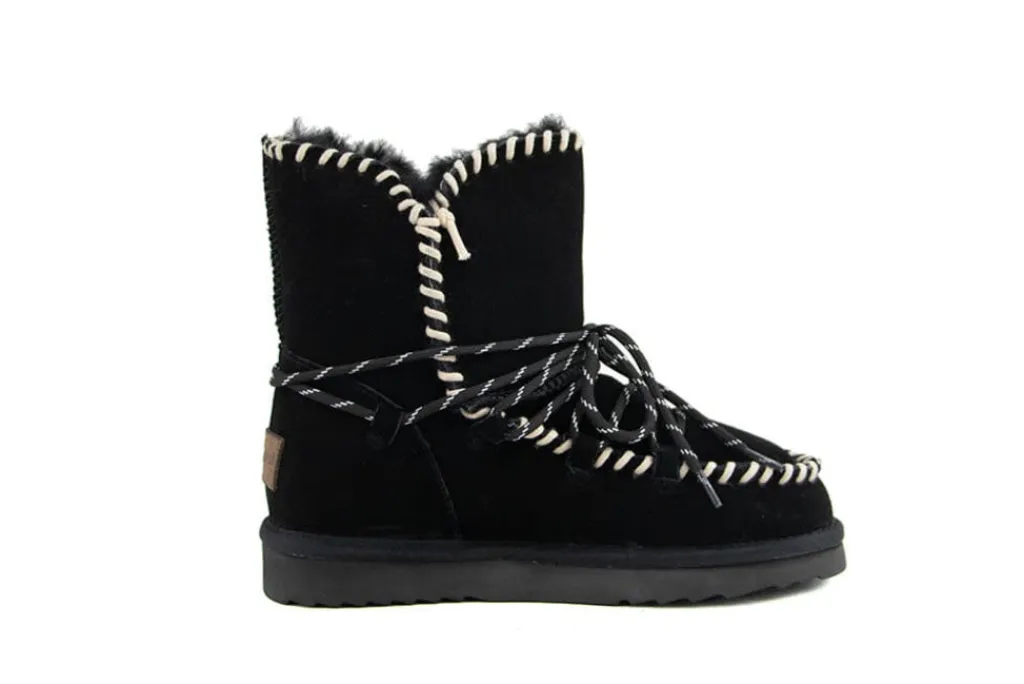 Enkellaarzen^Warmbat Boots Waturra Lace Black Suede