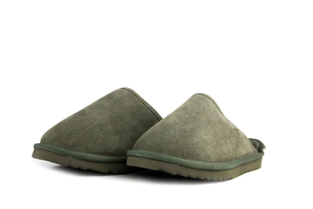 Pantoffels^Warmbat Classic Olive Suede