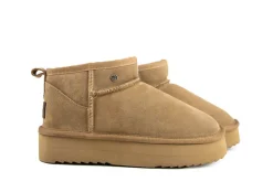 Enkellaarzen^Warmbat Durack Plateau Camel Suede