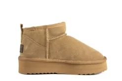 Enkellaarzen^Warmbat Durack Plateau Camel Suede