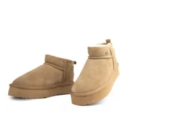 Enkellaarzen^Warmbat Durack Plateau Camel Suede