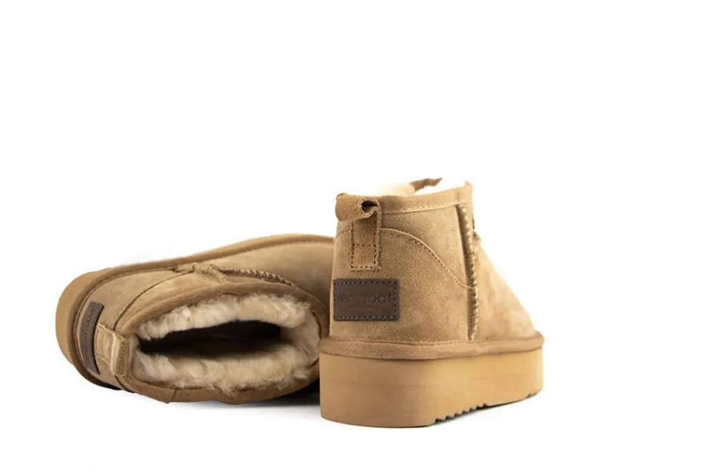 Enkellaarzen^Warmbat Durack Plateau Camel Suede