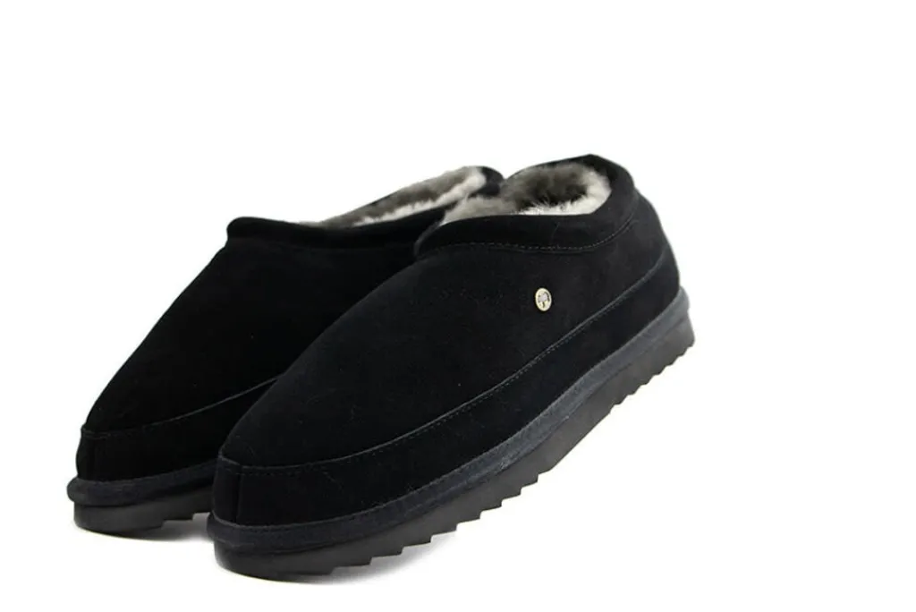Pantoffels^Warmbat Ebor Black Suede