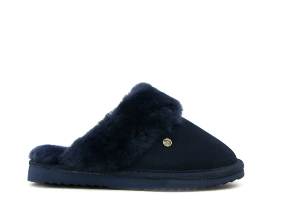 Pantoffels^Warmbat Flurry Donkerblauw Suede