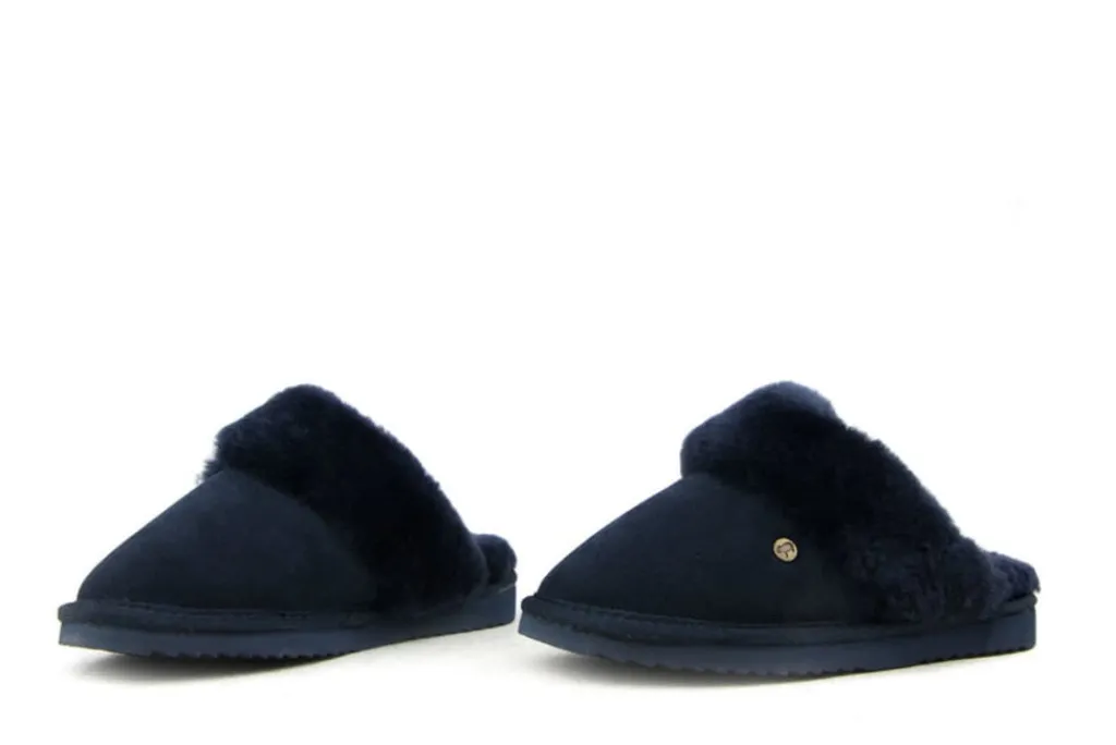 Pantoffels^Warmbat Flurry Donkerblauw Suede