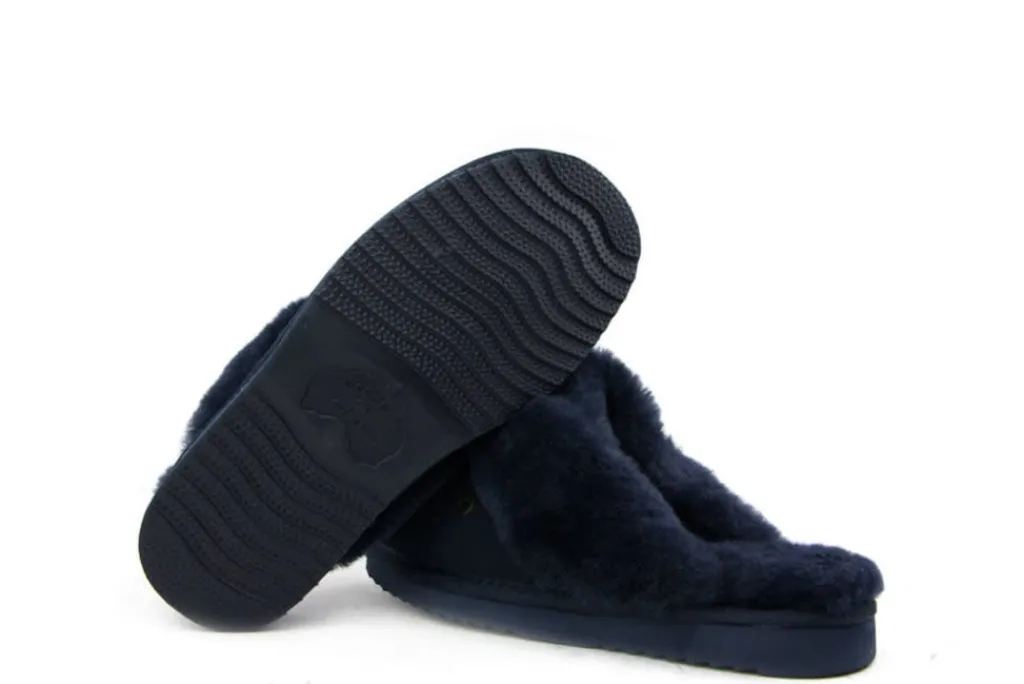 Pantoffels^Warmbat Flurry Donkerblauw Suede