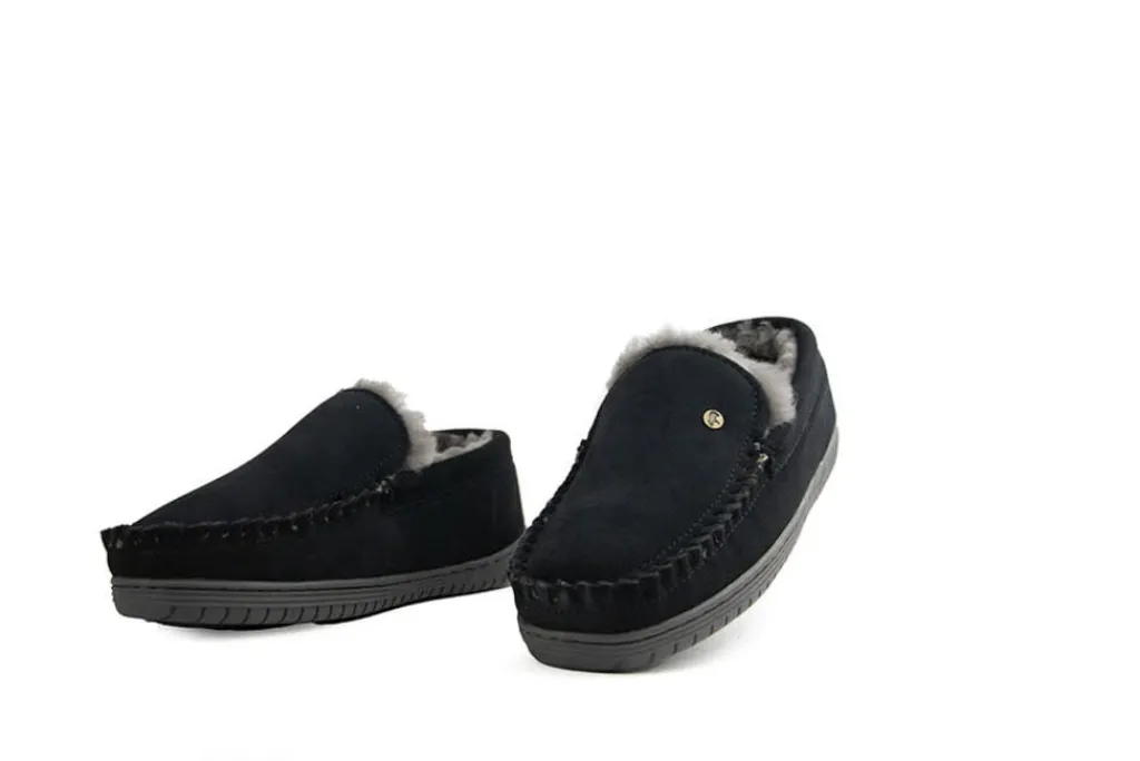 Pantoffels^Warmbat Grizzly Men Charcoal Suede