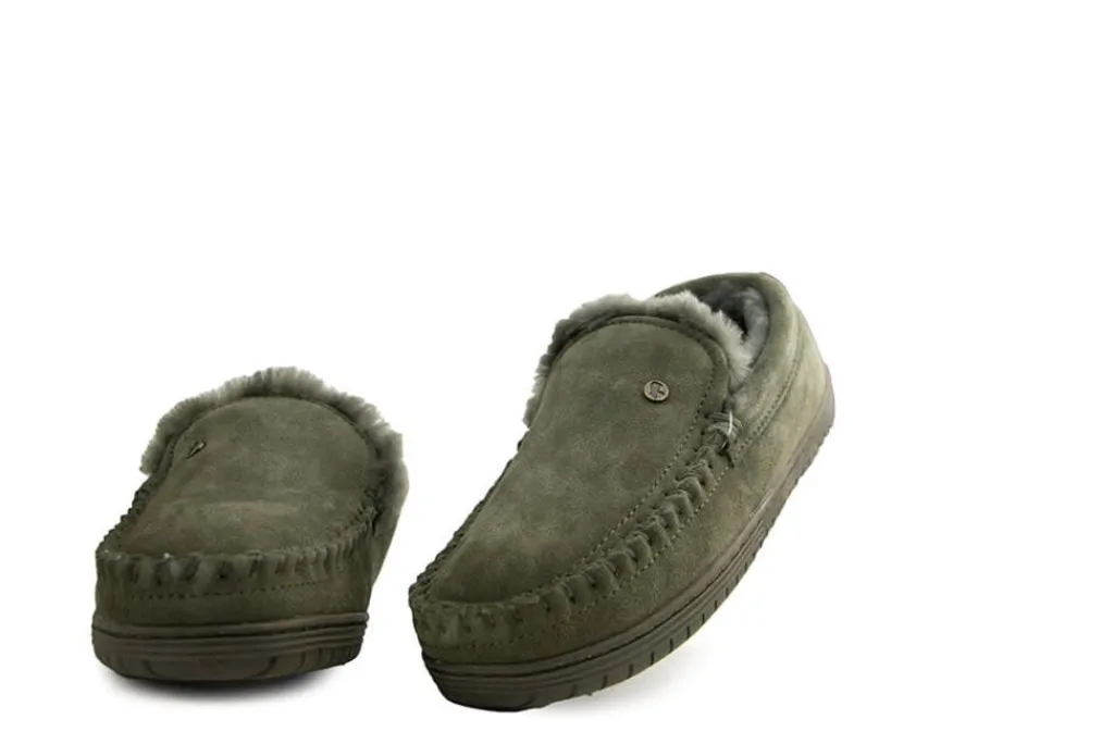 Pantoffels^Warmbat Grizzly Men Olive Suede