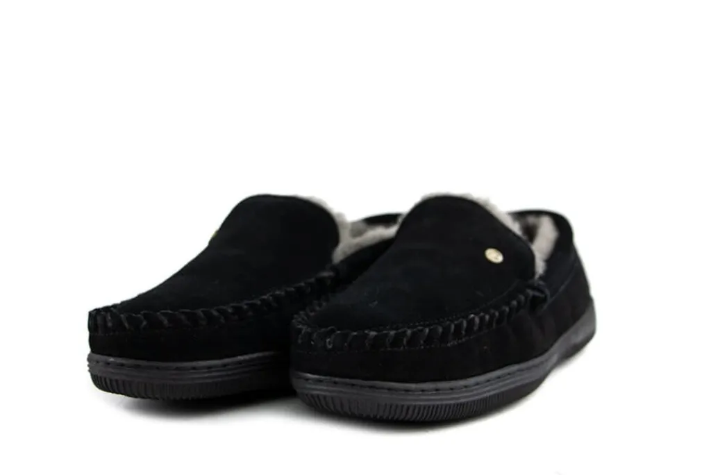 Pantoffels^Warmbat Grizzly Zwart Suede