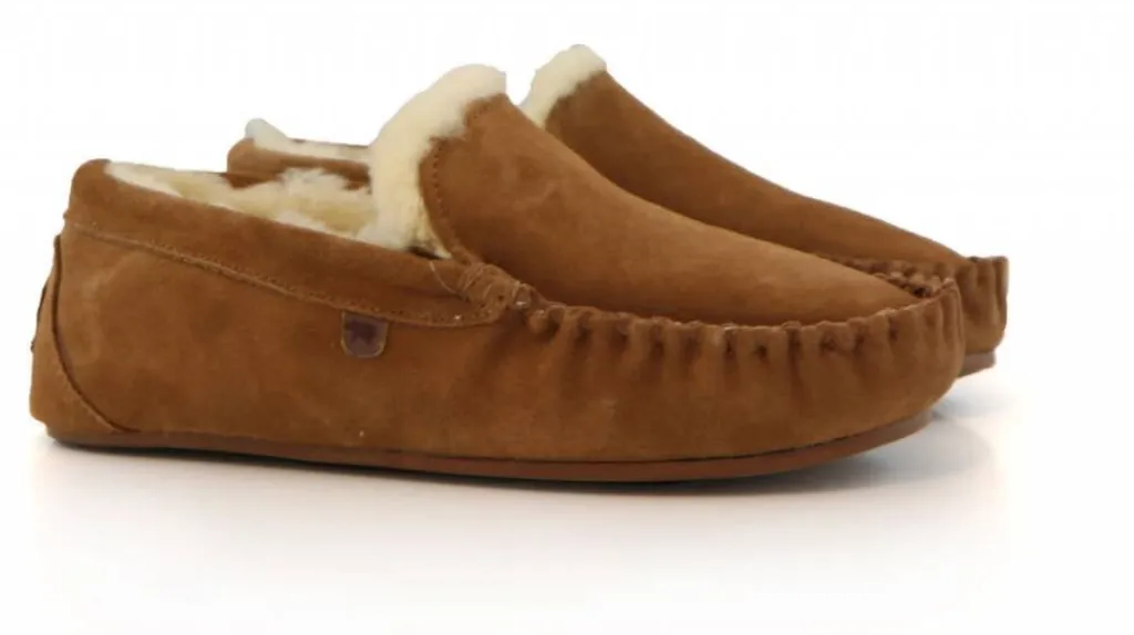 Pantoffels^Warmbat Mocassin Malmo Cognac Suede