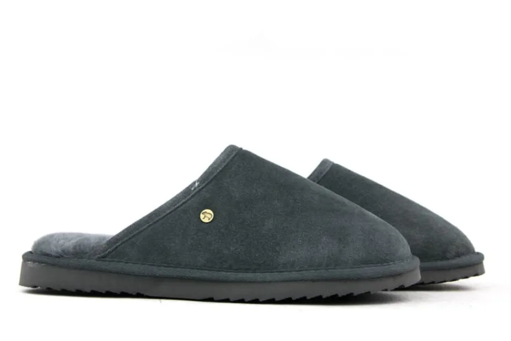 Pantoffels^Warmbat Muil Darkgrey Suede