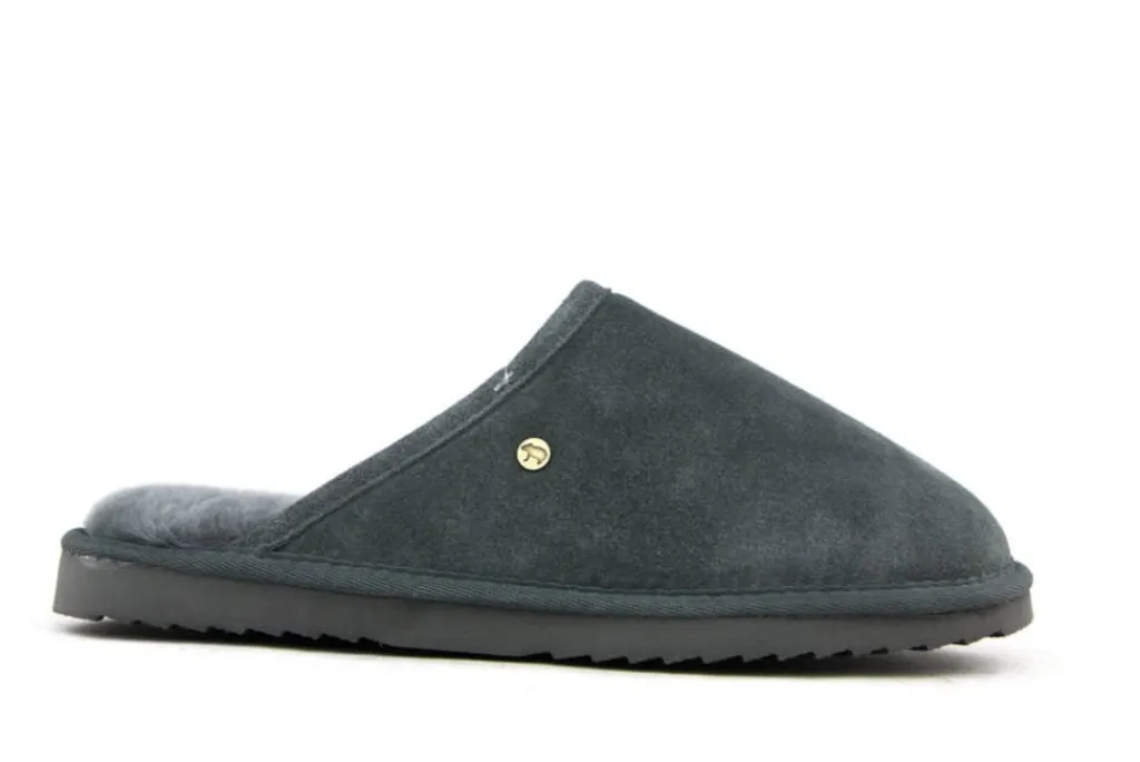 Pantoffels^Warmbat Muil Darkgrey Suede