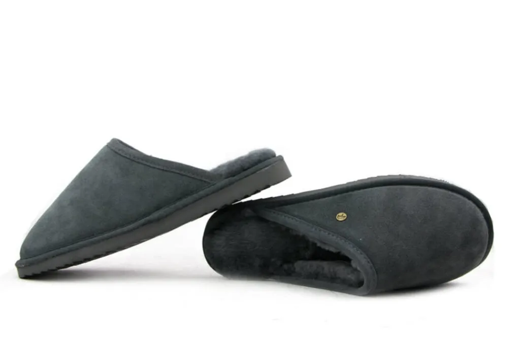 Pantoffels^Warmbat Muil Darkgrey Suede