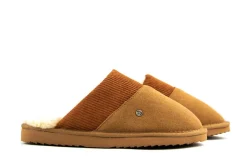 Pantoffels^Warmbat Muilen Cognac Perth Suede Ribcord