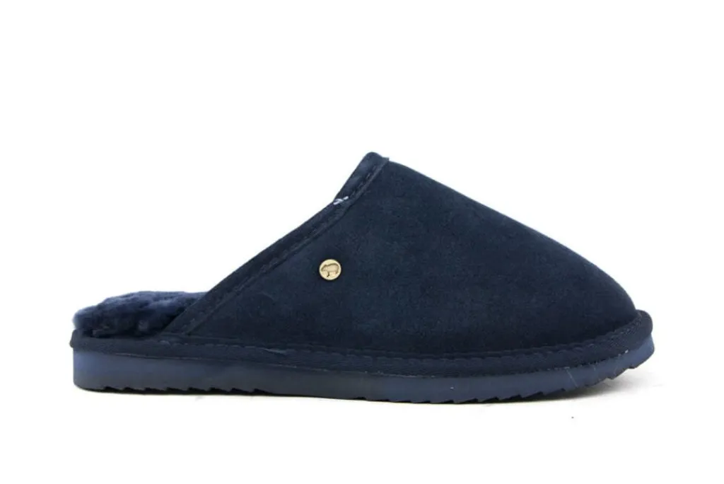 Pantoffels^Warmbat Muilen Donkerblauw Suède
