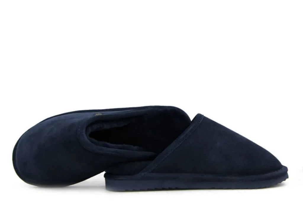 Pantoffels^Warmbat Muilen Donkerblauw Suède