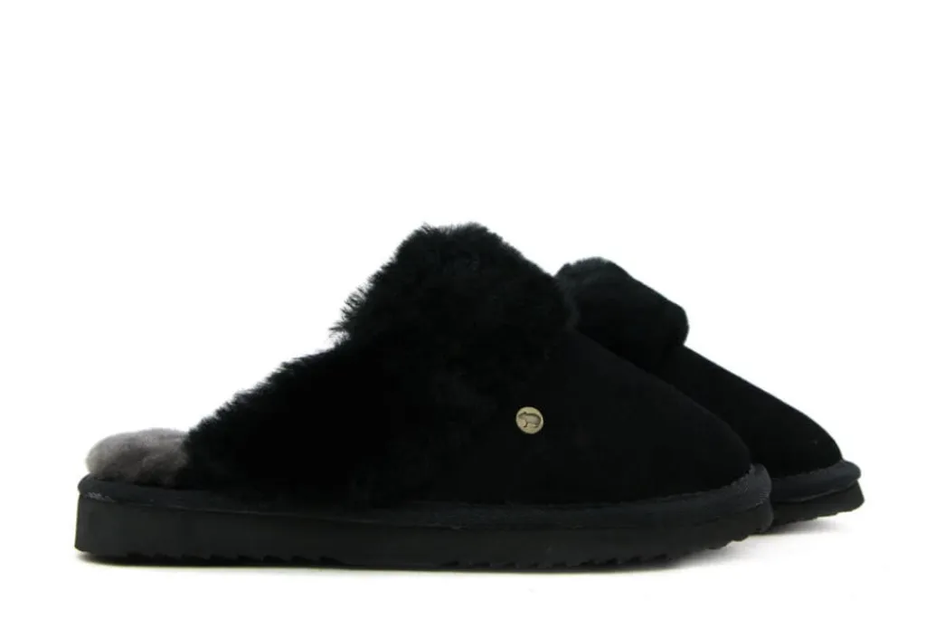 Pantoffels^Warmbat Muilen Flurry Zwart
