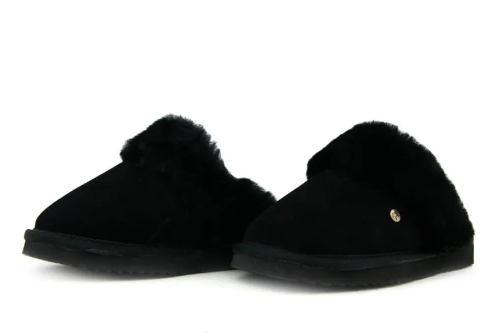 Pantoffels^Warmbat Muilen Flurry Zwart