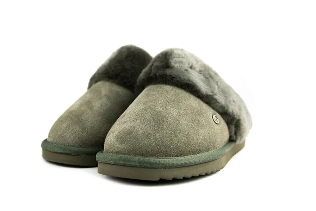 Pantoffels^Warmbat Muilen Groen Flurry Suede
