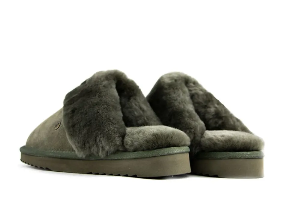 Pantoffels^Warmbat Muilen Groen Flurry Suede