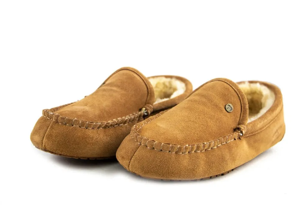 Pantoffels^Warmbat Pantoffels Cognac Earlwood Suede