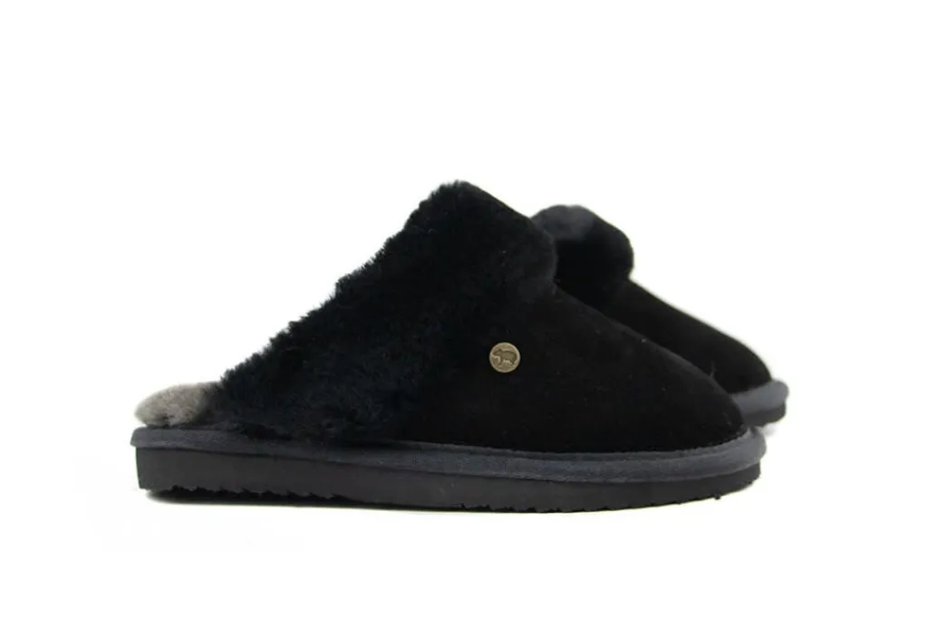 Pantoffels^Warmbat Pantoffels Flurry Kids Black Suede