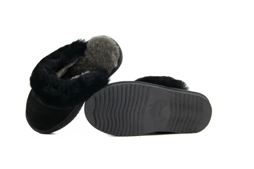 Pantoffels^Warmbat Pantoffels Flurry Kids Black Suede