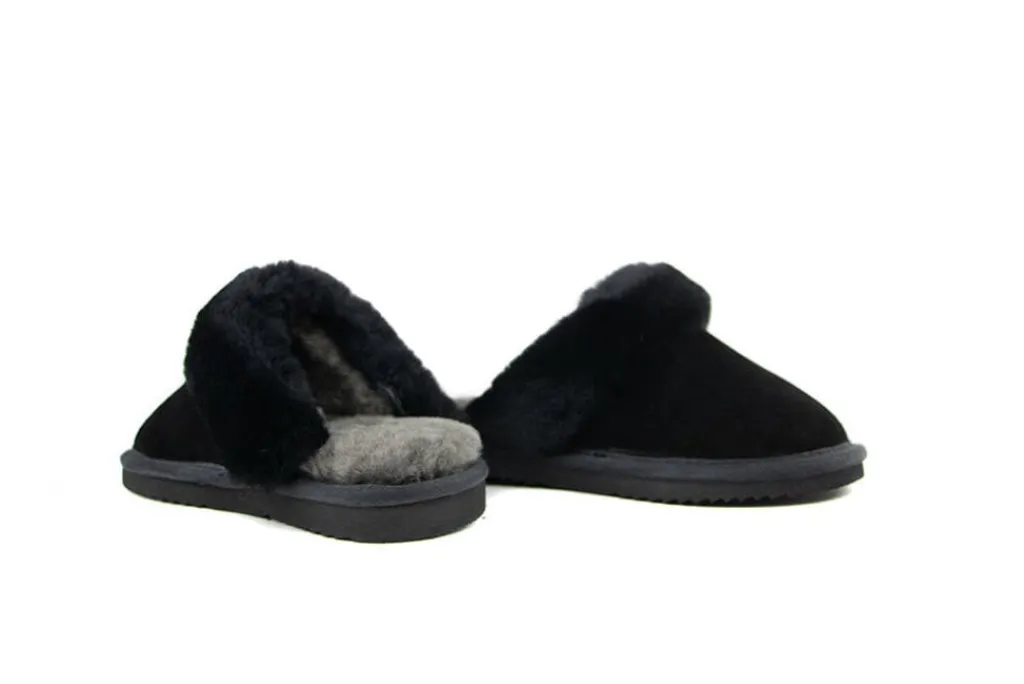 Pantoffels^Warmbat Pantoffels Flurry Kids Black Suede
