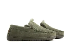 Pantoffels^Warmbat Pantoffels Grizzly Groen Suede