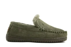 Pantoffels^Warmbat Pantoffels Grizzly Groen Suede