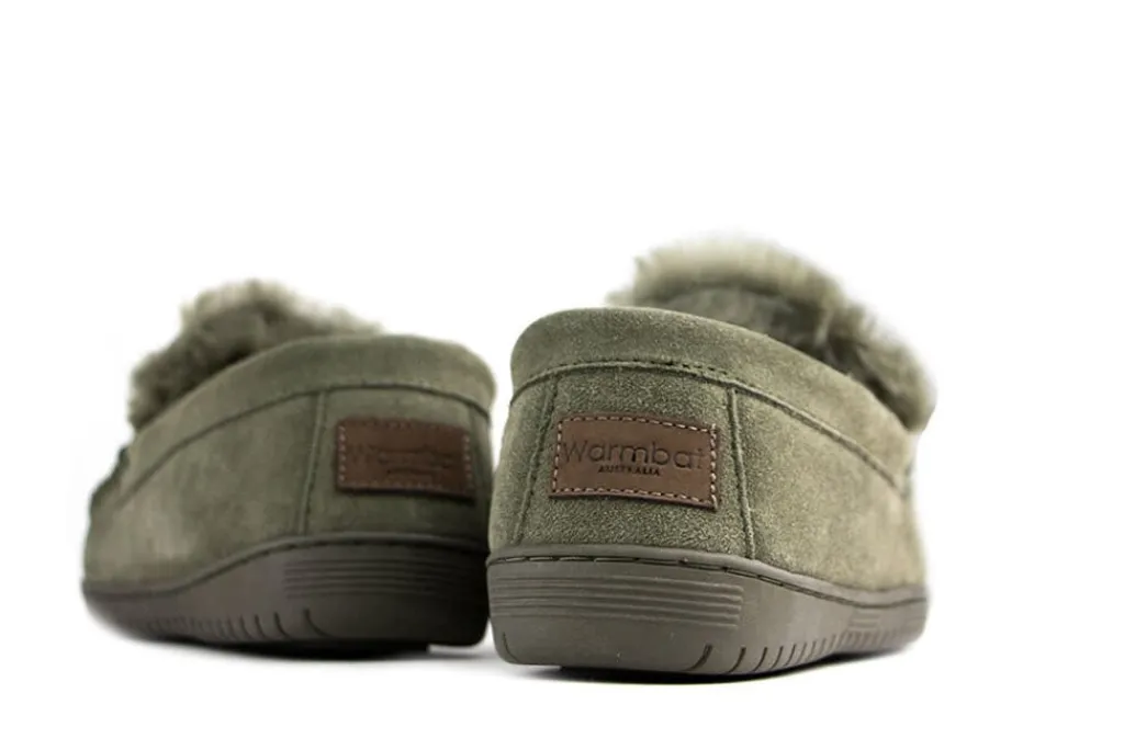 Pantoffels^Warmbat Pantoffels Grizzly Groen Suede