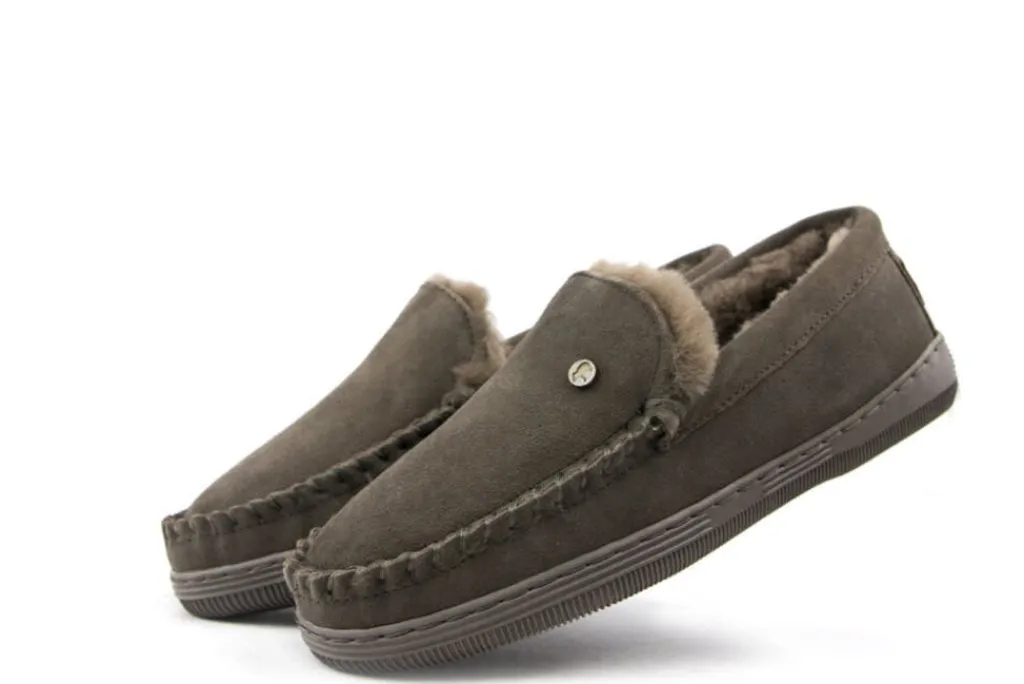 Pantoffels^Warmbat Pantoffels Grizzly Grijs Suede