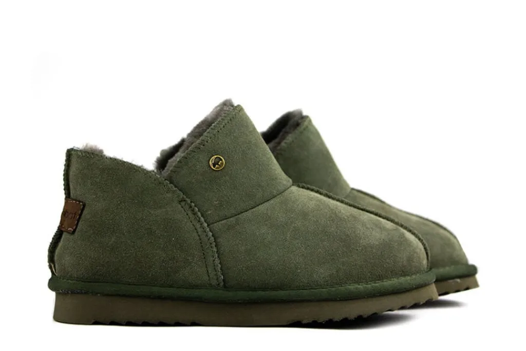 Pantoffels^Warmbat Pantoffels Groen Willow Suede