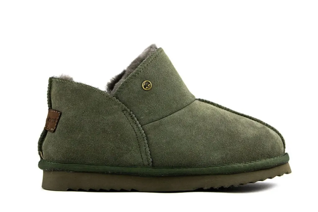Pantoffels^Warmbat Pantoffels Groen Willow Suede