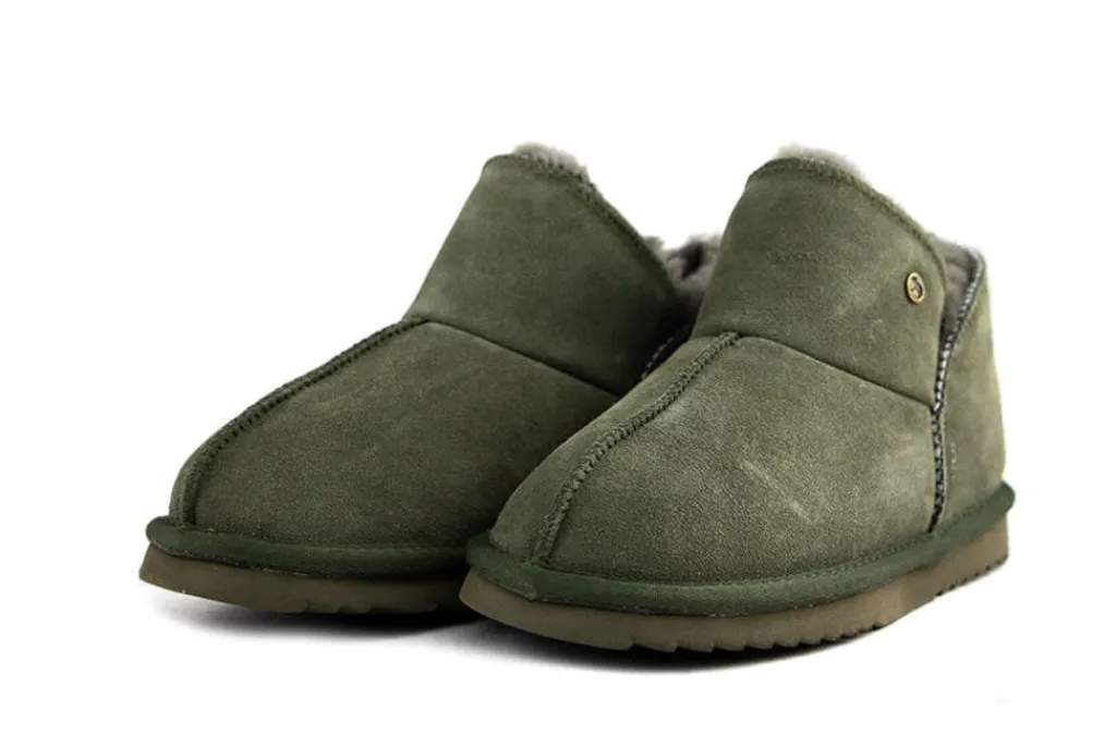 Pantoffels^Warmbat Pantoffels Groen Willow Suede