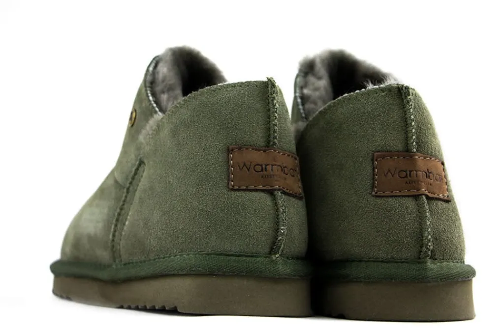 Pantoffels^Warmbat Pantoffels Groen Willow Suede