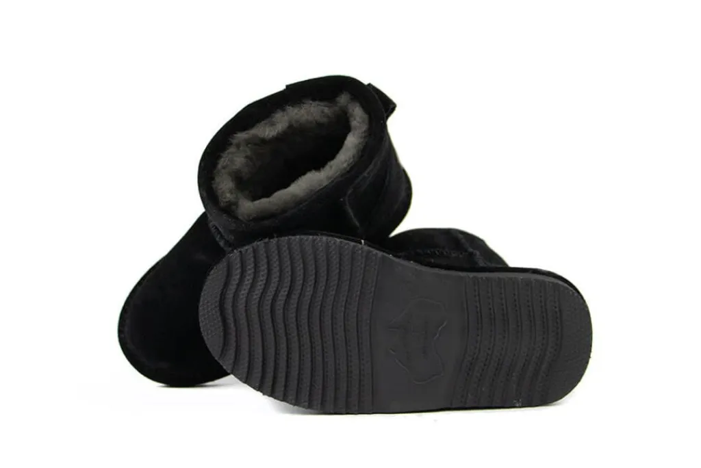 Pantoffels^Warmbat Pantoffels Wallaby Kids Black