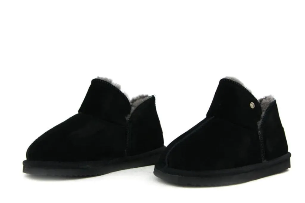 Pantoffels^Warmbat Pantoffels Willow Zwart Suede