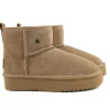 Enkellaarzen^Warmbat Wallaby Plateau Camel Suede