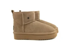 Enkellaarzen^Warmbat Wallaby Plateau Camel Suede