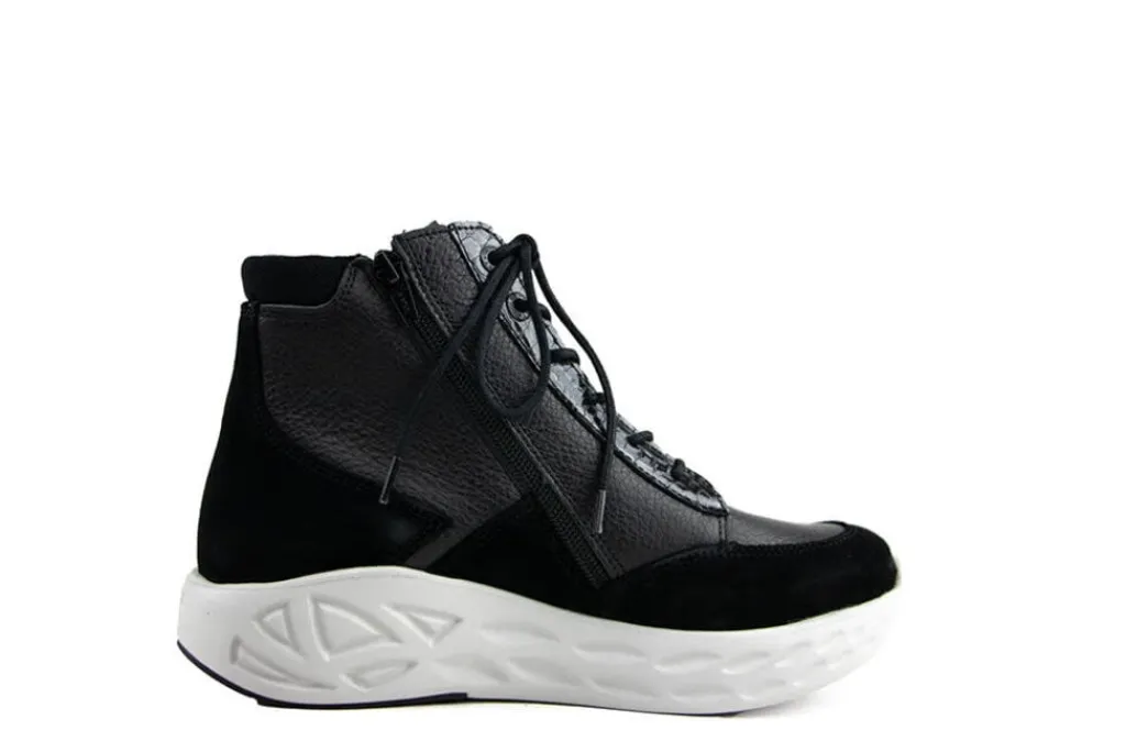 Sneakers^Wolky Hoge Sneaker Leap Leather Black