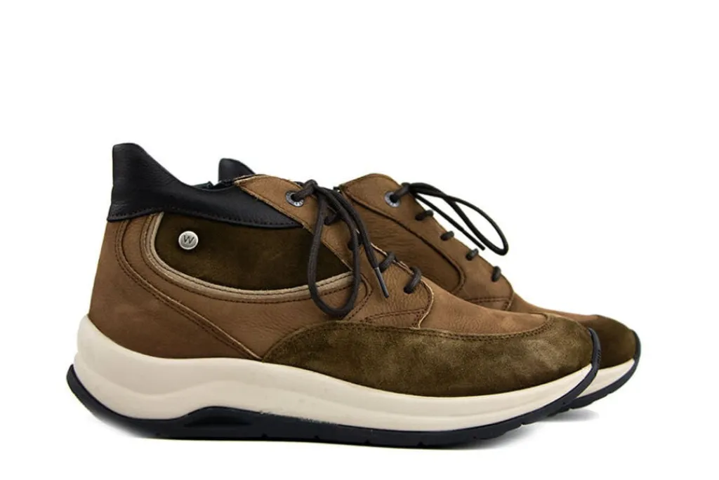 Wijdte G | Sneakers^Wolky Hoge Sneaker Scone Leather Taupe