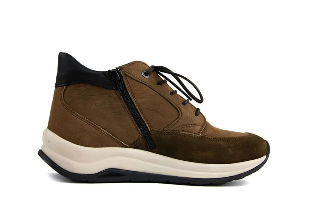 Wijdte G | Sneakers^Wolky Hoge Sneaker Scone Leather Taupe