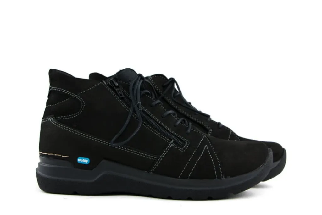 Veterschoenen^Wolky Hoge Veterschoenen Zwart Why Antique Nubuck