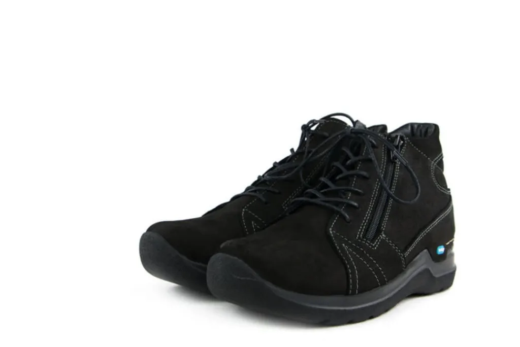 Veterschoenen^Wolky Hoge Veterschoenen Zwart Why Antique Nubuck